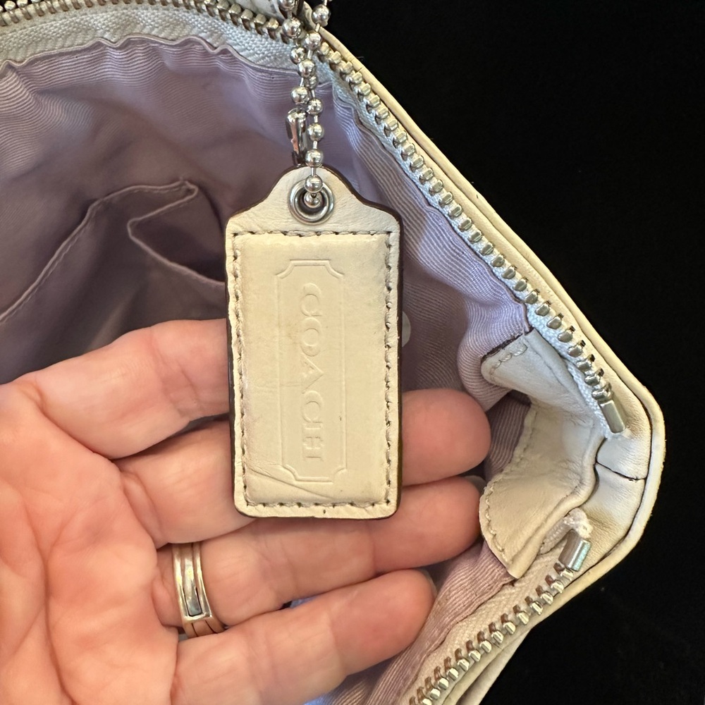 Coach 2009 Purple Signature Carriage Print Tote with Metallic Cream Trim - Picture 8 of 9